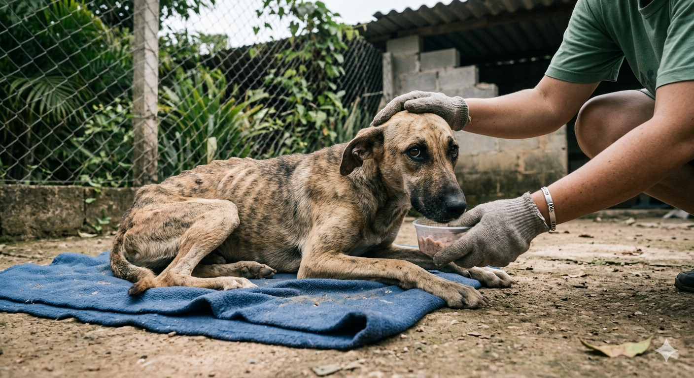 Cão Resgatado Extremamente Magro